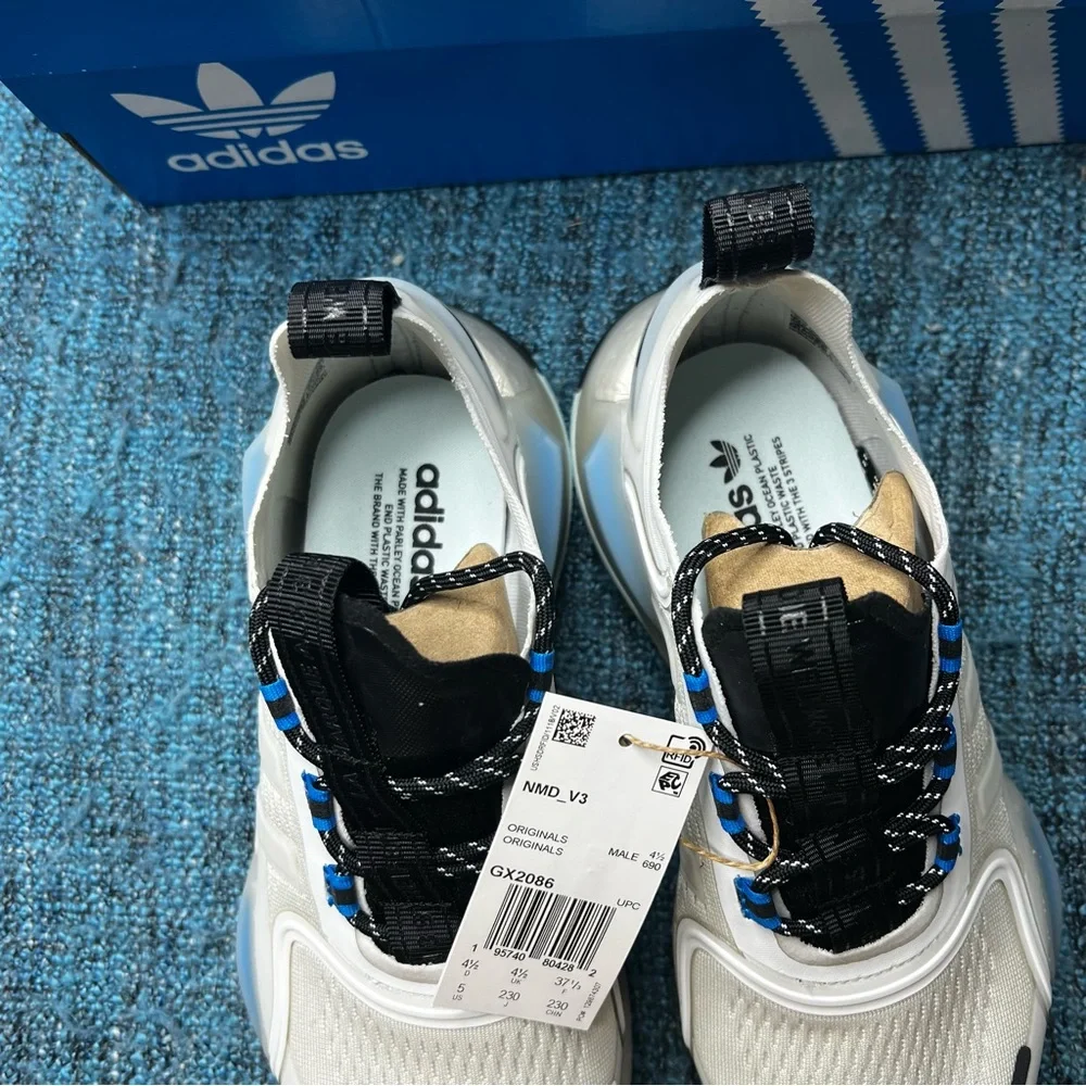 Adidas NMD V3 Sneakers in Crystal White Grey Blue Rush Mens Size 6 Athletic Shoe